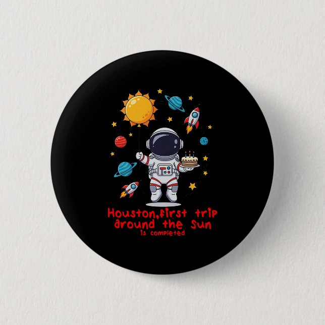 Badge Rond 5 Cm Ballons Gâteau Et Bougies Parfait Un Ancien Cel (Devant)