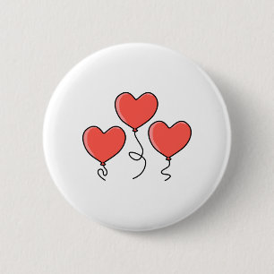 Badge Rond 5 Cm Ballons rouges de coeur