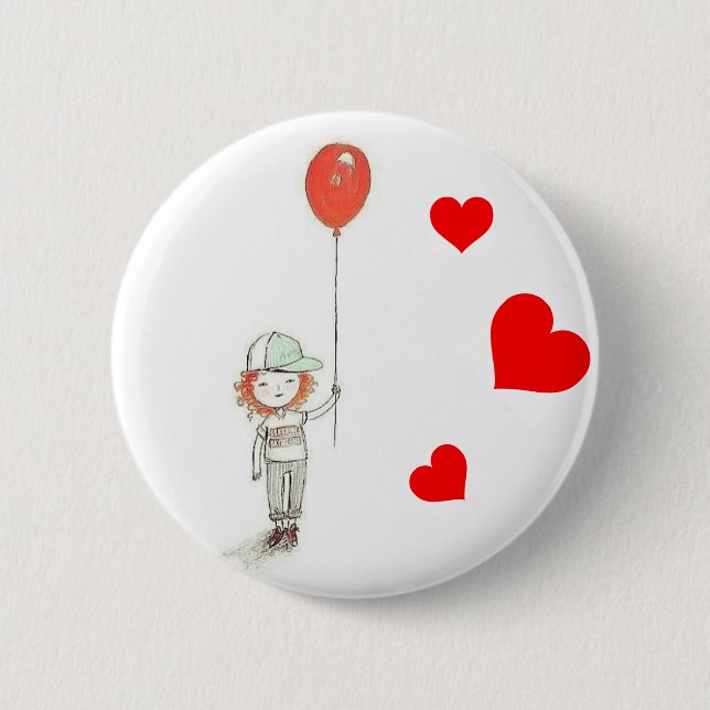 Badge Rond 5 Cm Ballons rouges pour Ryan (Devant)