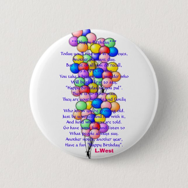 Badge Rond 5 Cm balloon15, Birthday*^*Today *^*Happy que vous RIS… (Devant)