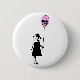 Badge Rond 5 Cm Balloon Girl