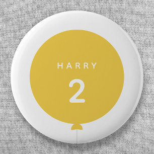 Badge Rond 5 Cm Balloon moderne   Jaune Anniversaire Fête Mignonne