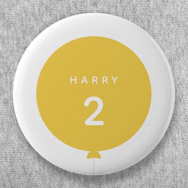 Badge Rond 5 Cm Balloon moderne | Jaune Anniversaire Fête Mignonne (Créateur téléchargé)
