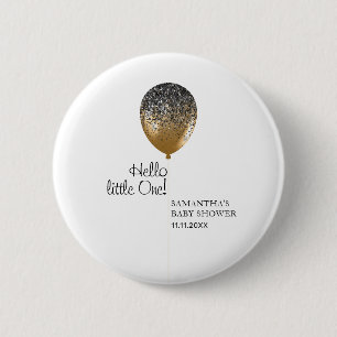 Badge Rond 5 Cm Balloons dorés pour Baby Shower élégant