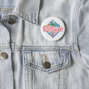 Badge Rond 5 Cm Baltimore Maryland États-Unis Skyline Vintage