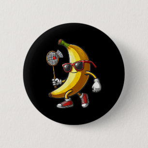 Badge Rond 5 Cm Banana Sungles Jouer Badminton Funny Fruit Sport