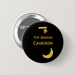 Badge Rond 5 Cm Banane avec singe à pendre - Prix personnalisé