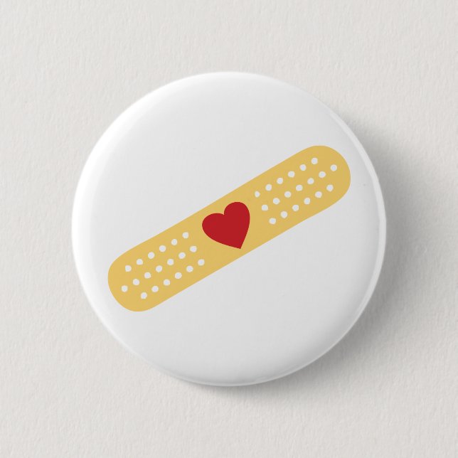 Badge Rond 5 Cm Bande-Aide avec un coeur rouge (Devant)