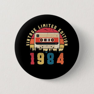 Badge Rond 5 Cm Bande-cassette d'anniversaire vintage de 1984