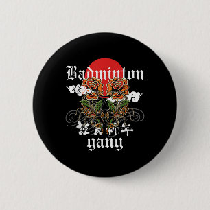 Badge Rond 5 Cm Bande de Badminton, Scorpions Rose Sportive Floral