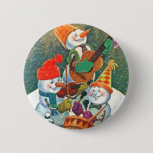 Badge Rond 5 Cm Bande de bonhomme de neige