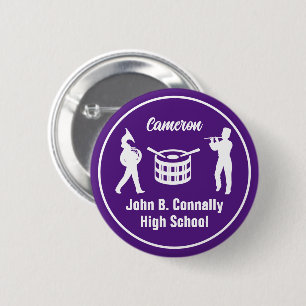 Badge Rond 5 Cm Bande de Marche du Lycée Violet Personnalisé