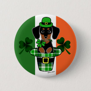 Badge Rond 5 Cm Bande dessinée 4 de teckel de jour de St Patrick