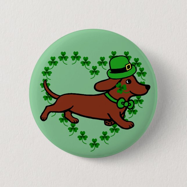 Badge Rond 5 Cm Bande dessinée 7 de teckel de jour de St Patrick (Devant)
