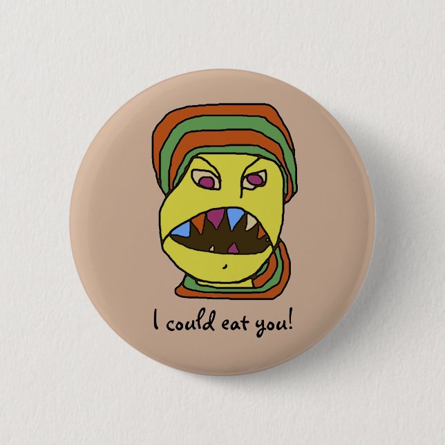 Badge Rond 5 Cm Bande dessinée affamée de WEIRDOS drôles (Devant)