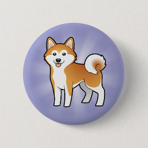 Badge Rond 5 Cm Bande dessinée Akita Inu/Shiba Inu