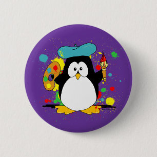 Badge Rond 5 Cm Bande dessinée artistique de pingouin