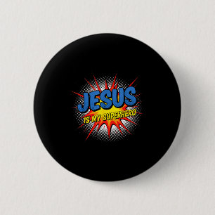 Badge Rond 5 Cm Bande dessinée chrétienne Jésus est mon super-héro