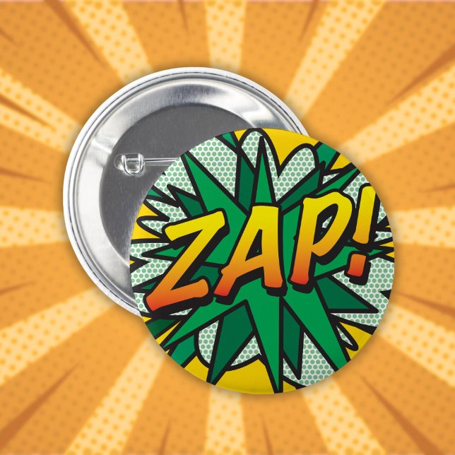 Badge Rond 5 Cm Bande dessinée cool art pop ZAP (Fun Cool Comic Book Pop Art ZAP Button)
