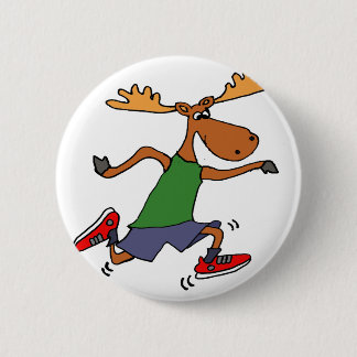 Badge Rond 5 Cm Bande dessinée courante drôle d'orignaux