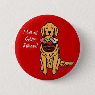 Badge Rond 5 Cm Bande dessinée de golden retriever