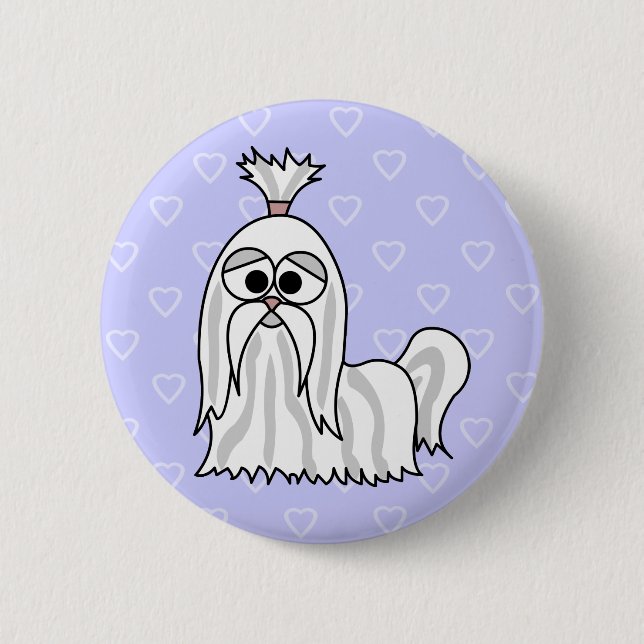 Badge Rond 5 Cm Bande dessinée de Shih Tzu (Devant)