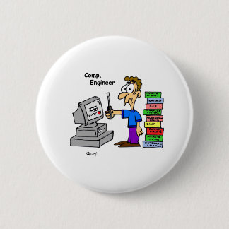 Badge Rond 5 Cm Bande dessinée d'ingénieur informaticien