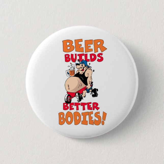 Badge Rond 5 Cm bande dessinée drôle de buveur de bière (Devant)
