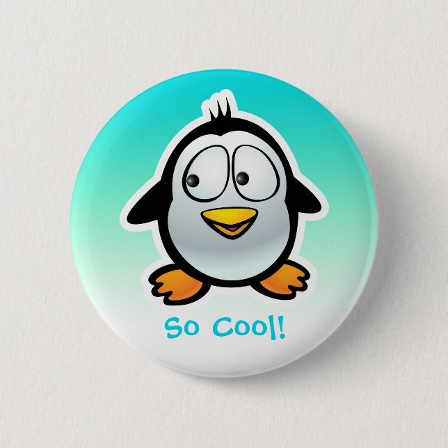 Badge Rond 5 Cm Bande dessinée fraîche de pingouin (Devant)