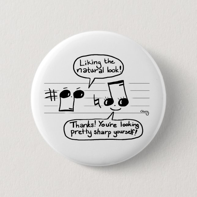 Badge Rond 5 Cm Bande dessinée musicale de plaisanterie (Devant)