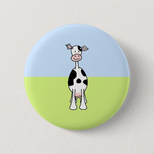 Badge Rond 5 Cm Bande dessinée noire et blanche de vache. Avant