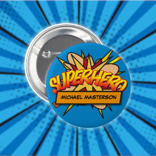 Badge Rond 5 Cm Bande dessinée personnalisée Pop Art SUPERHÉROS