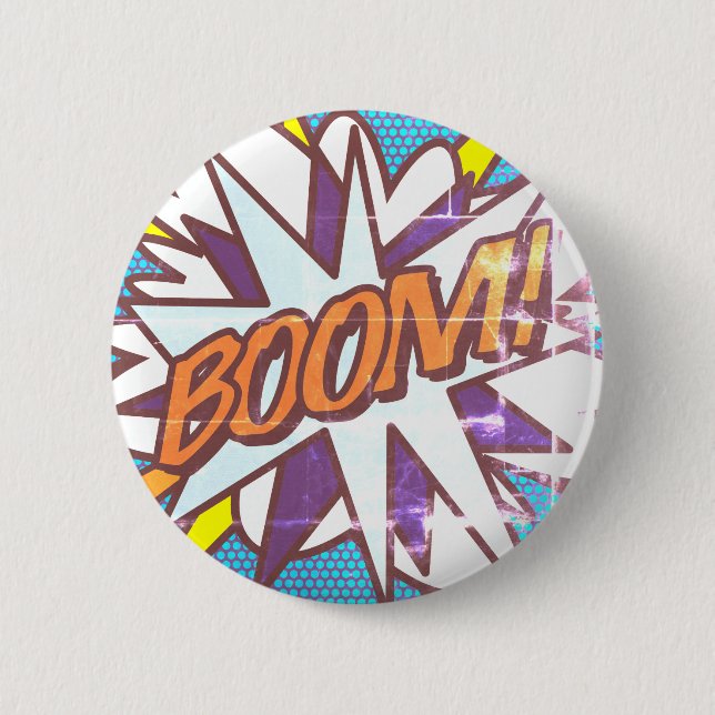Badge Rond 5 Cm Bande dessinée Pop Art BOOM ! Retro (Devant)