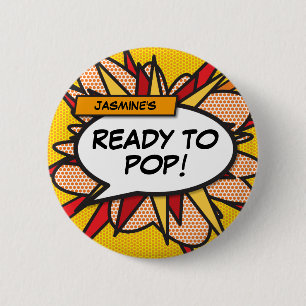 Badge Rond 5 Cm Bande dessinée pour Baby Shower Prêt à éclater