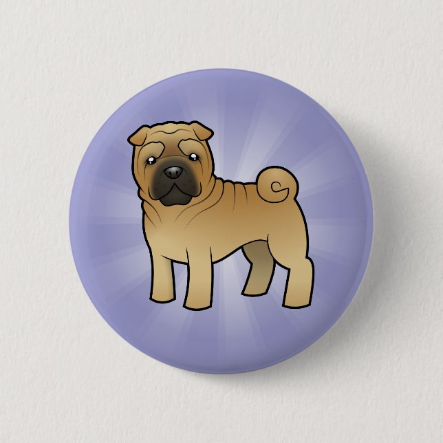 Badge Rond 5 Cm Bande dessinée Shar Pei (Devant)