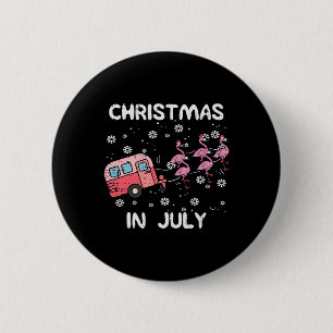 Badge Rond 5 Cm Banderole de flamant rose pour Noël en juillet Cam