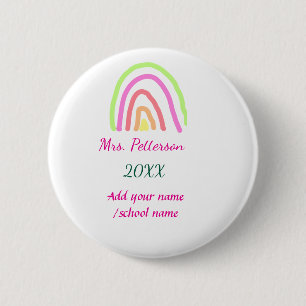 Badge Rond 5 Cm Bandes arc-en-ciel colorées ajouter le nom de l'en