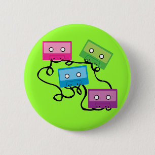 Badge Rond 5 Cm Bandes de cassettes colorées