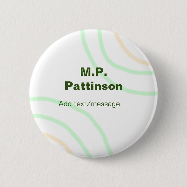 Badge Rond 5 Cm Bandes orange vertes ajouter le nom message texte  (Devant)