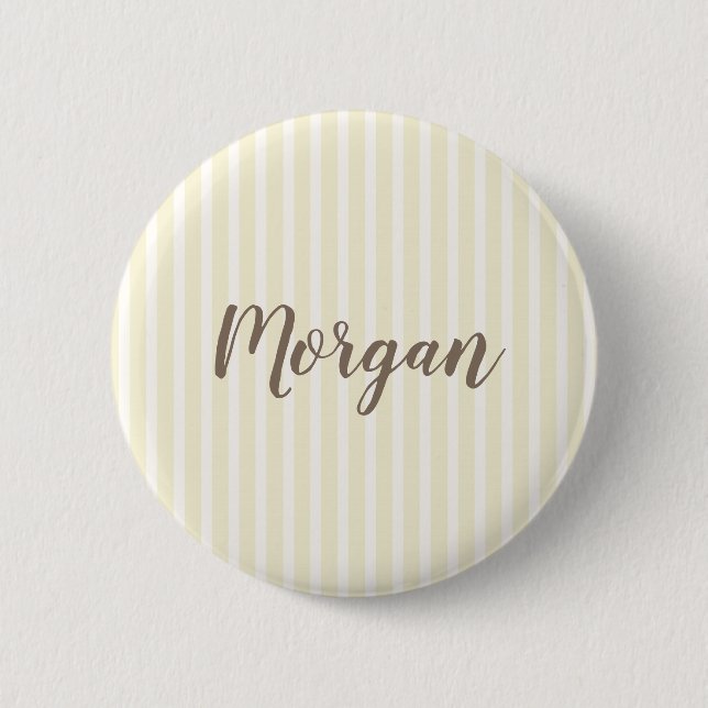 Badge Rond 5 Cm Bandes verticales jaune et blanc (Devant)