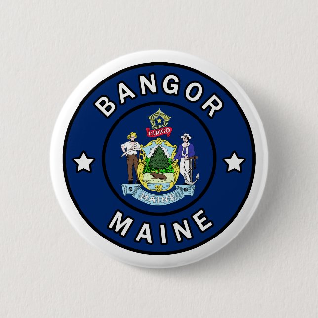 Badge Rond 5 Cm Bangor Maine (Devant)