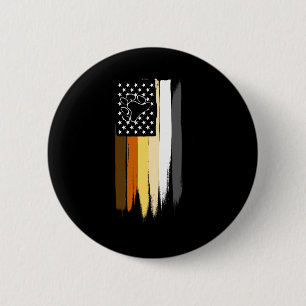 Badge Rond 5 Cm Bannière étoilée peinte par ours gai