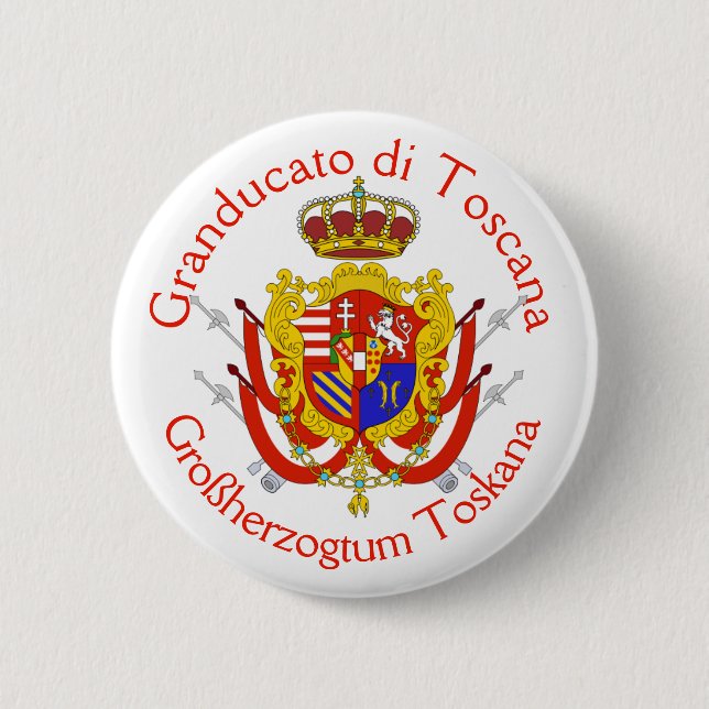 Badge Rond 5 Cm Bannière rouge blanc Grand-Duché de Toscane (Devant)
