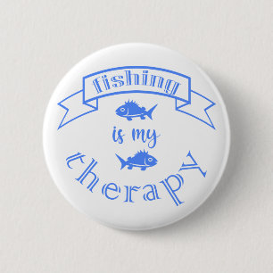 Badge Rond 5 Cm Bannière ruban La pêche est ma thérapie