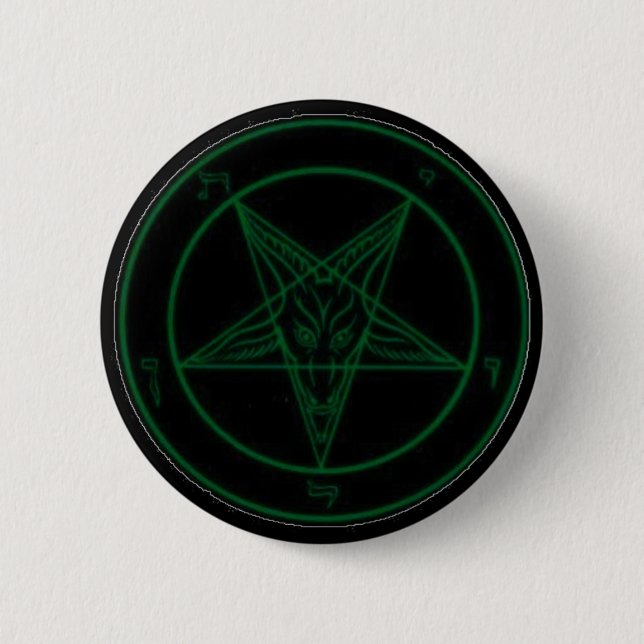Badge Rond 5 Cm Baphomet en vert (Devant)
