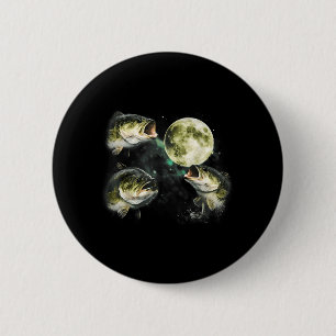Badge Rond 5 Cm Bar de basse hurle à la lune Vintage pêcheur à la