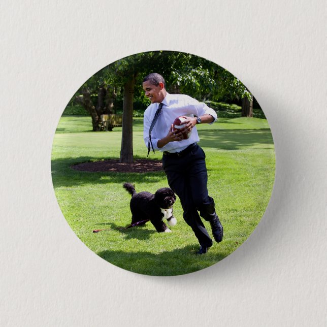 Badge Rond 5 Cm Barack et Bo Obama (Devant)
