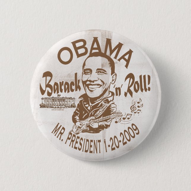 Badge Rond 5 Cm Barack et roulent le bouton 2009 d'inauguration (Devant)