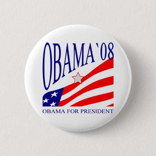 Badge Rond 5 Cm Barack Obama 2008 (Devant)