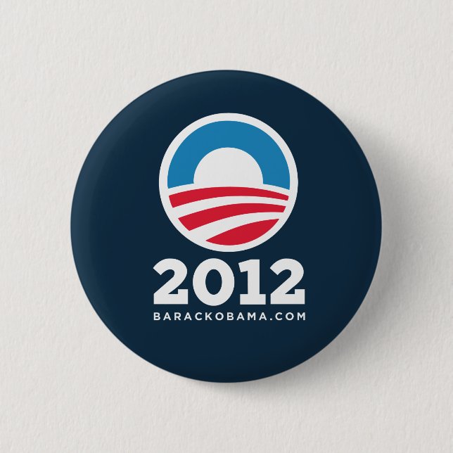 Badge Rond 5 Cm Barack Obama 2012 "O" (bleu-foncé) (Devant)